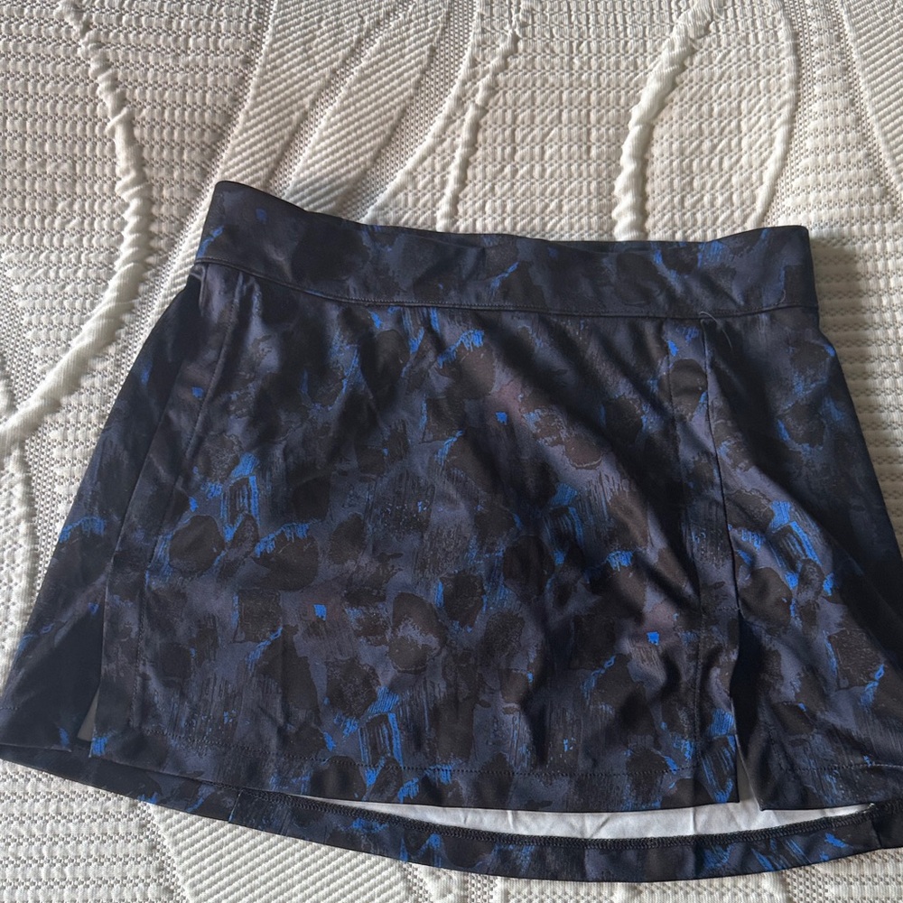 Blue and Black Patterned Mini Golf Skirt